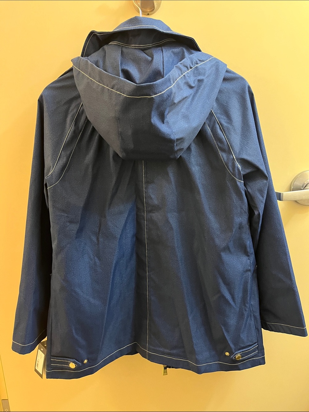 NWT Kate Spade printed denim zip front patch pocket trench removable hood size S - Picture 8 of 8